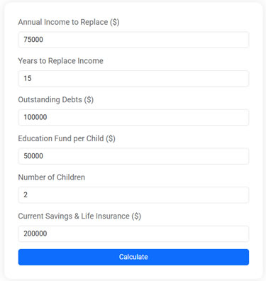 Life Insurance Needs Calculator
